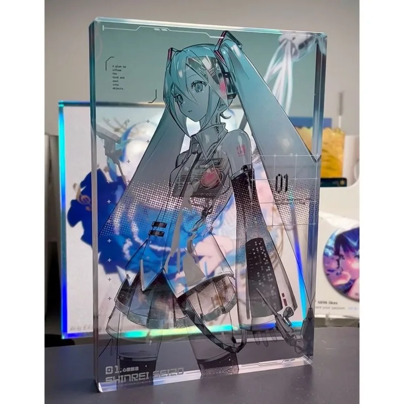

Hatsune Mikuo Badge Acrylic Brick Virtual Singer Anime Peripherals Originality High Definition Double Flash Desktop Decorations