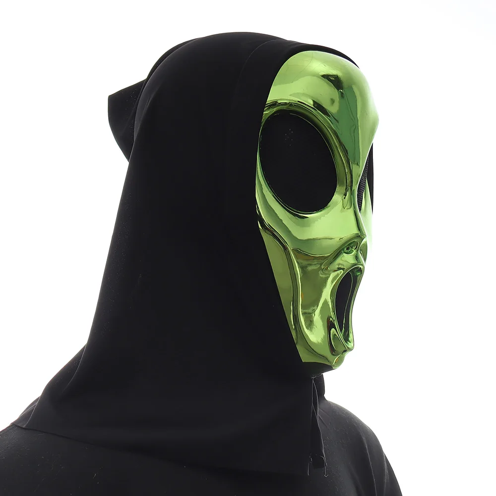 Máscara de OVNI alienígena verde, casco de plástico de monstruo alienígenas, disfraz de Halloween, Carnaval, mascarada, fiesta, accesorios de disfraz para niños y adultos