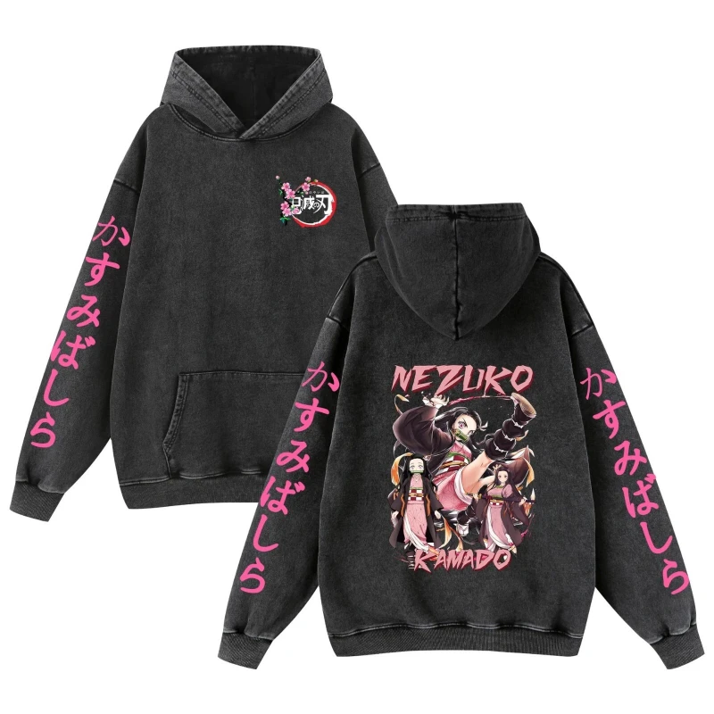 

Japanese Devil Killer Anime Hooded Sweater Washed Hoodie Autumn and Winter New Men's and Women's Loose and Versatile Couple Tops