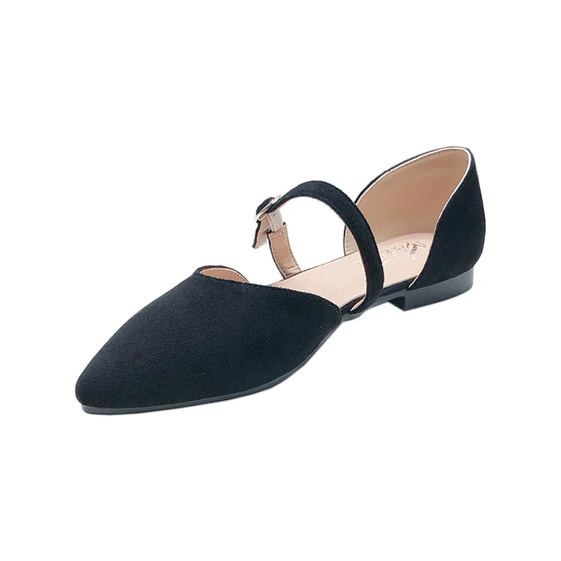 Women Flats Poined Toe Black Velvet Leather Flat Heel Shoes for Women 2022 Spring Summer New Soft Sole Nice Quality Comfortable