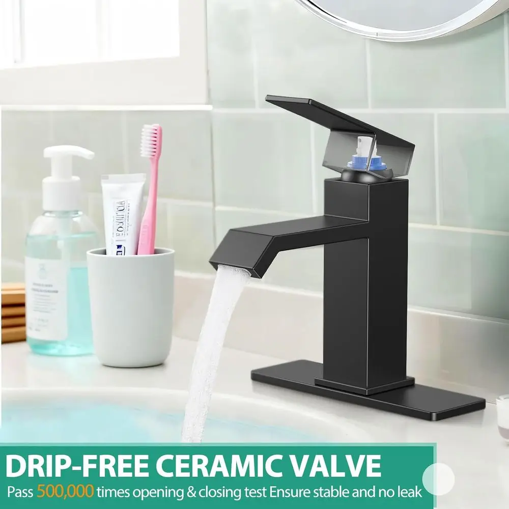 صنبور بمقبض واحد من الفولاذ المقاوم للصدأ باللون الأسود غير اللامع الحديث مكون من 1 أو 3 فتحات مع لوحة سطح السفينة لحوض RV واستنزاف منبثق