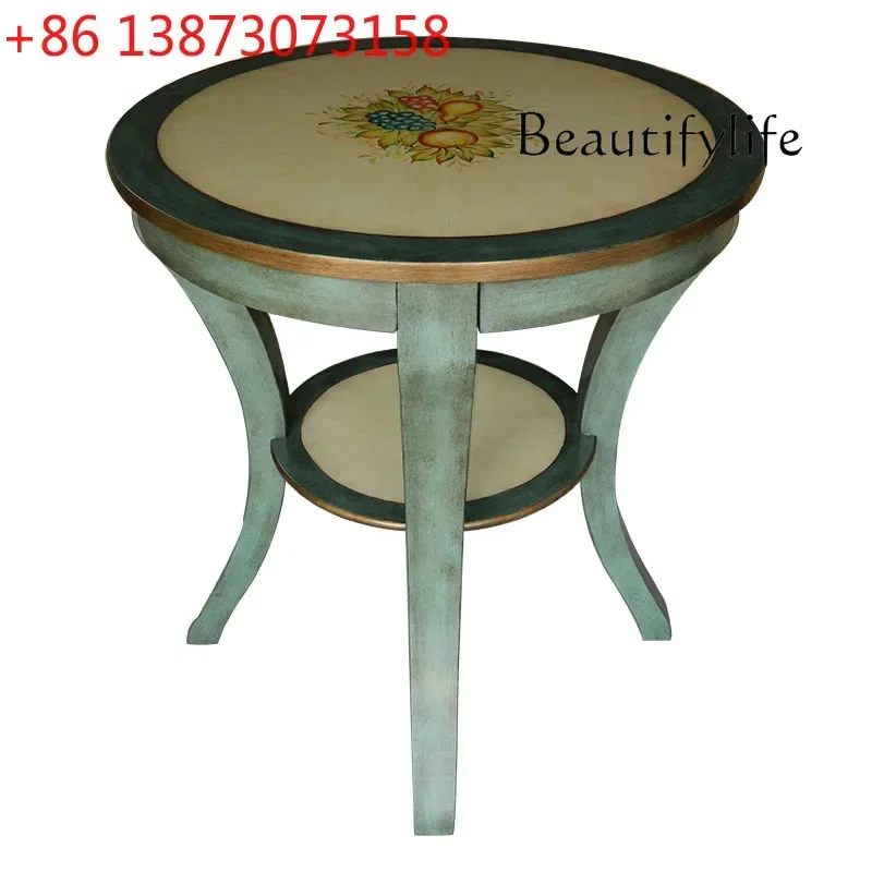 Mediterranean Leisure Tea Table American Retro Painted Sofa Side Table Modern Simple Small Dining Table