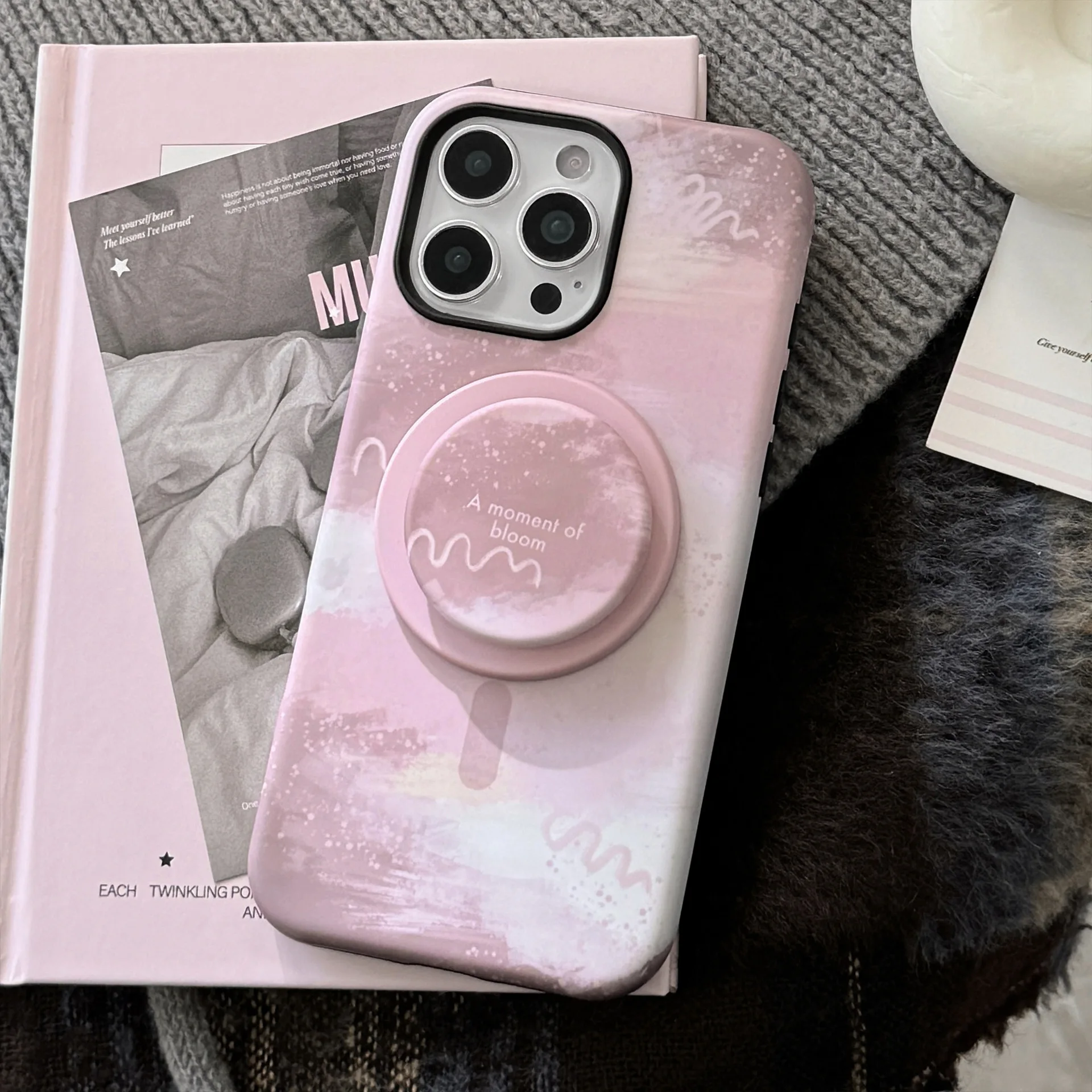 Koreanische rosa Farbverlaufshalterung magnetische Handyhülle für iPhone 17 12 13 14 15 11 16 Pro Max Plus stoßfeste schützende Hartschale