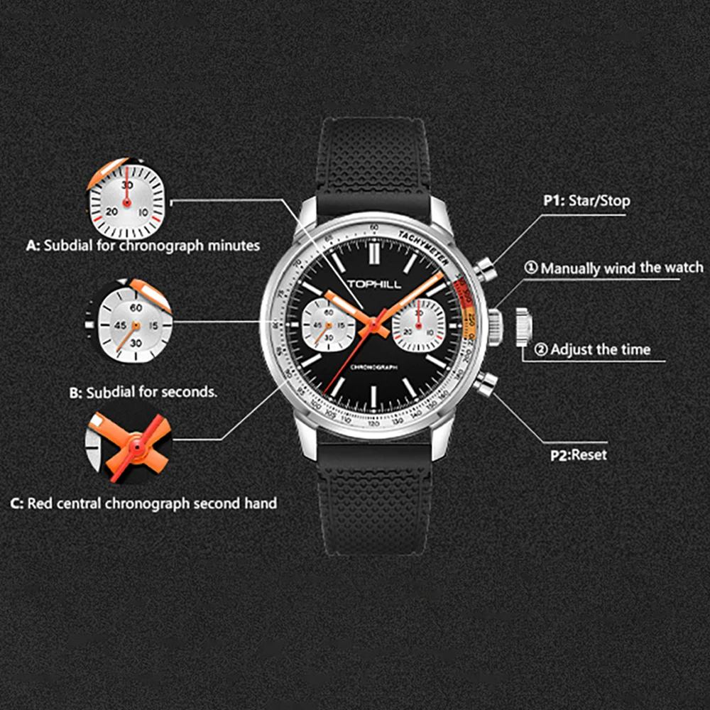 TOPHILL 40 mm 1963 chronograaf - Chronograph Mechanical Watch Seagull 1963 recensie en prijs
