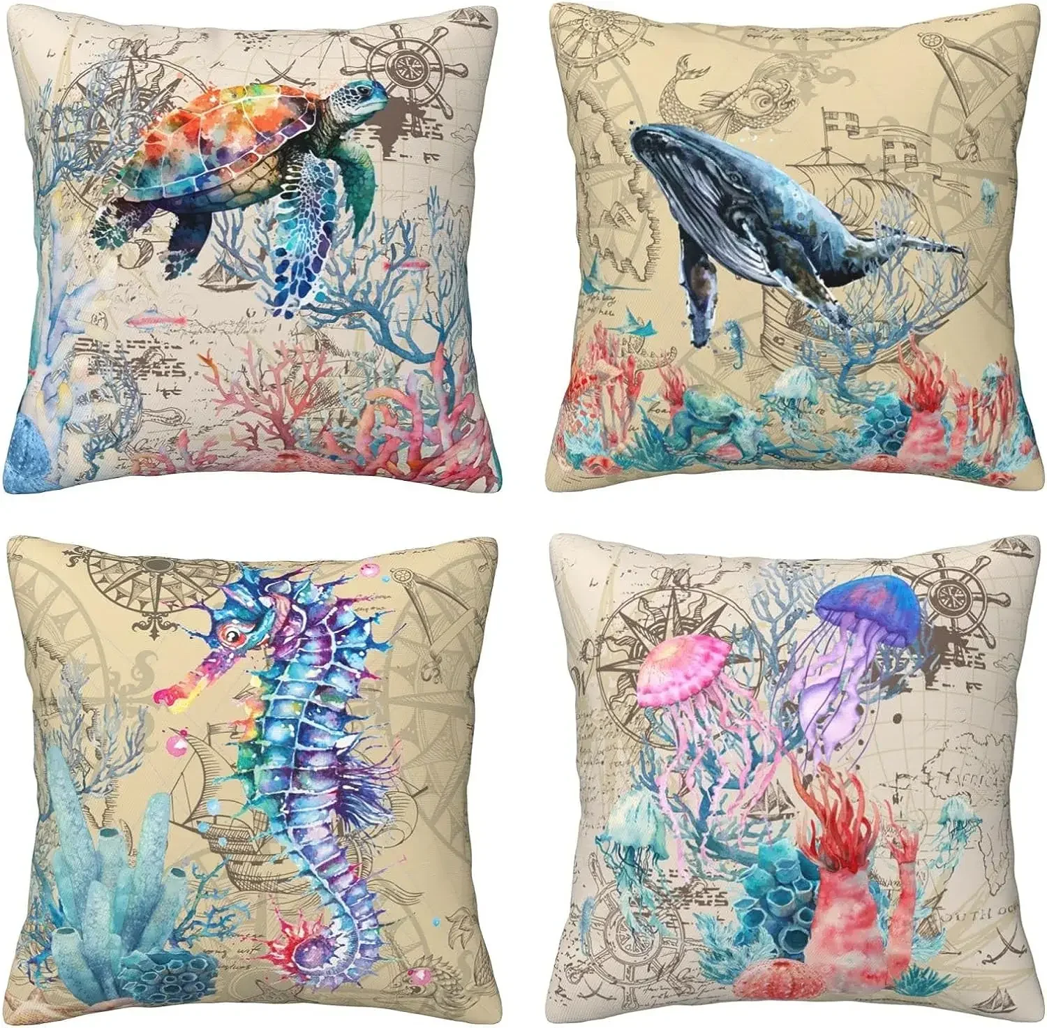 Ocean Theme Pillowcase Jellyfish Seat Cover Sofa Pillowcase Suitable for Sofa Living Room Interior Home Decoration