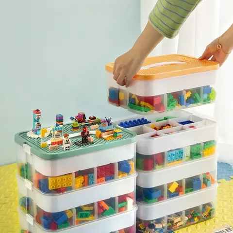 Stackable Storage Box for Lego Toy Plastic Building Block Jigsaw Puzzle Container Compartment Holder Kidroom Toy Organizer Gift