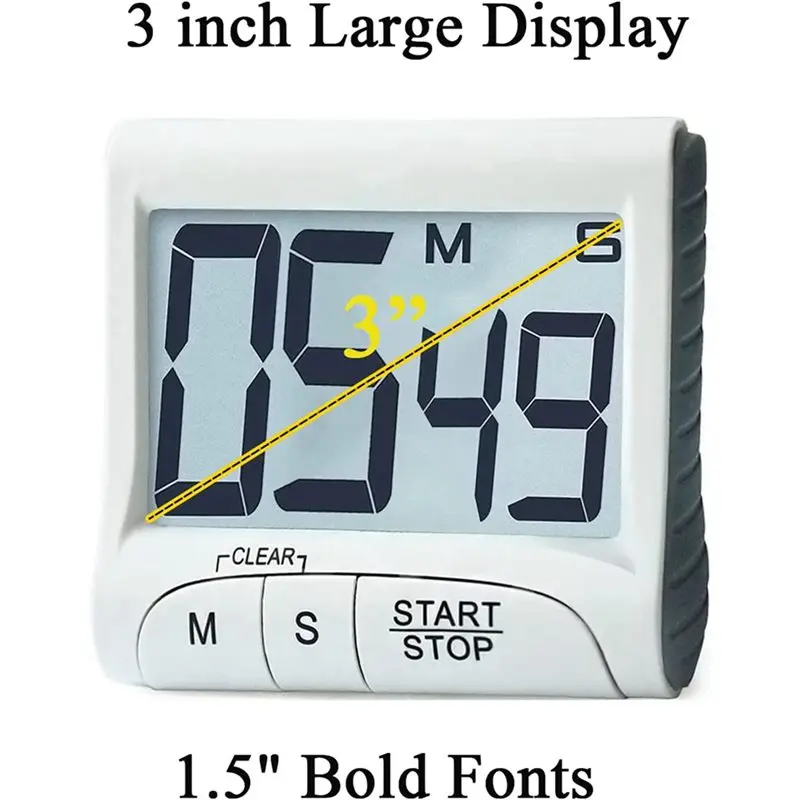 AT21-4X Digital Kitchen Timer&Stopwatch,Bold Digits, Simple Operation, Loud Alarm,Magnetic Kickstand