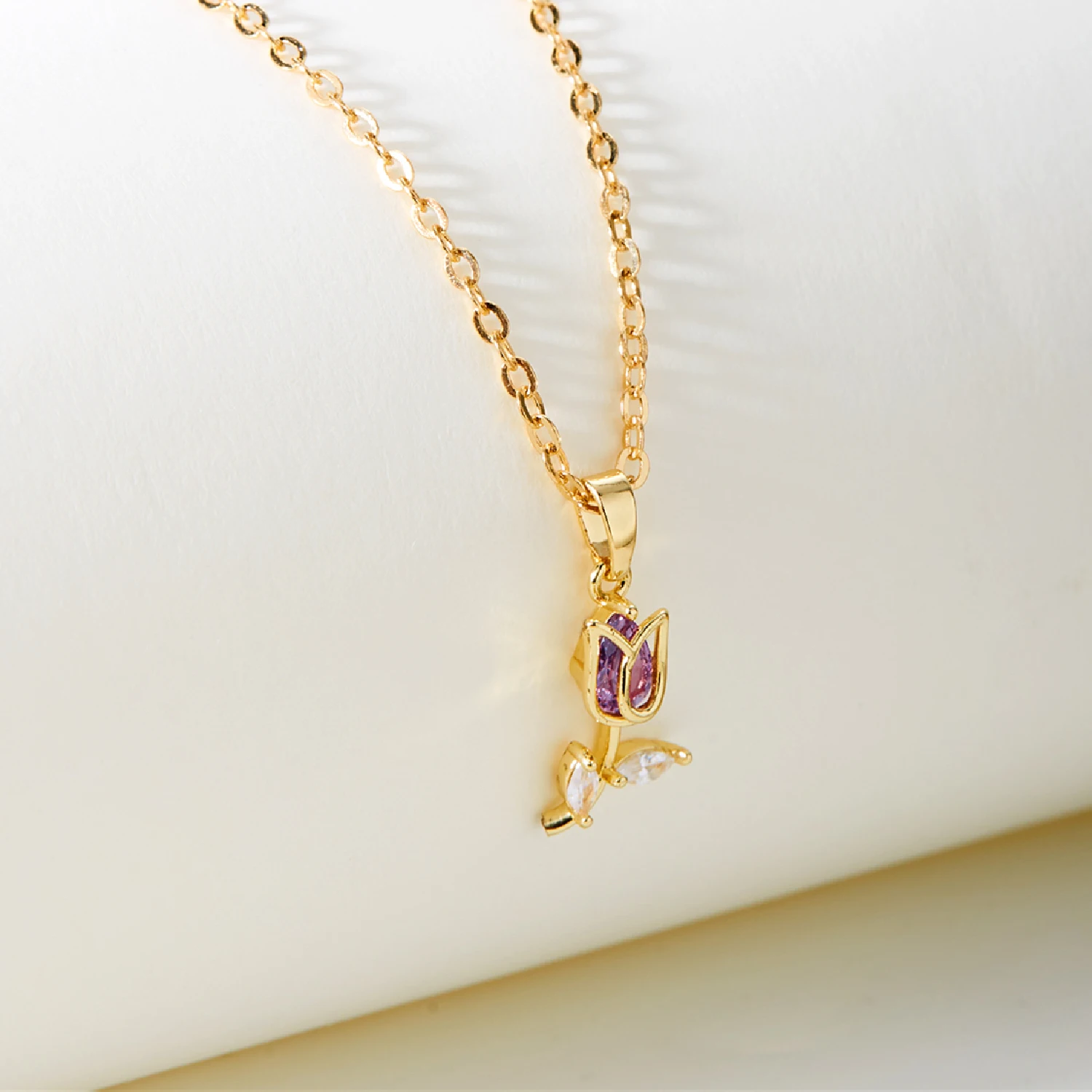 Luxuriöse Zirkon-Tulpen-Anhänger-Halskette für Damen Elegante Blumen-Schlüsselbeinkette Süße Charms Schmuck-Accessoire Geschenk – Detail 12