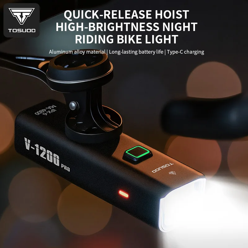 Image of TOSUOD 1500LM Fahrrad Lichter Aluminium Legierung Fahrrad Front Licht IP6x Wasserdichte Fahrrad Scheinwerfer Radfahren Lampe Fahrrad Zubehör