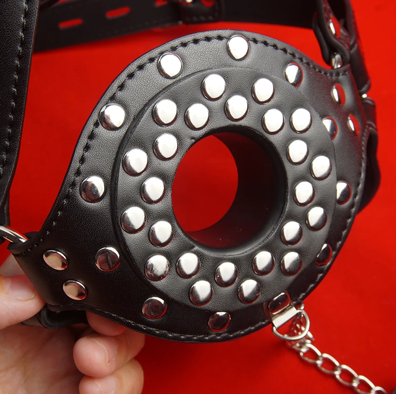 BDSM Open Mouth Gag,Faux Leather Ring Gags with Detachable Lid,Sex Toys for Couples,Bondage Restraints view 2