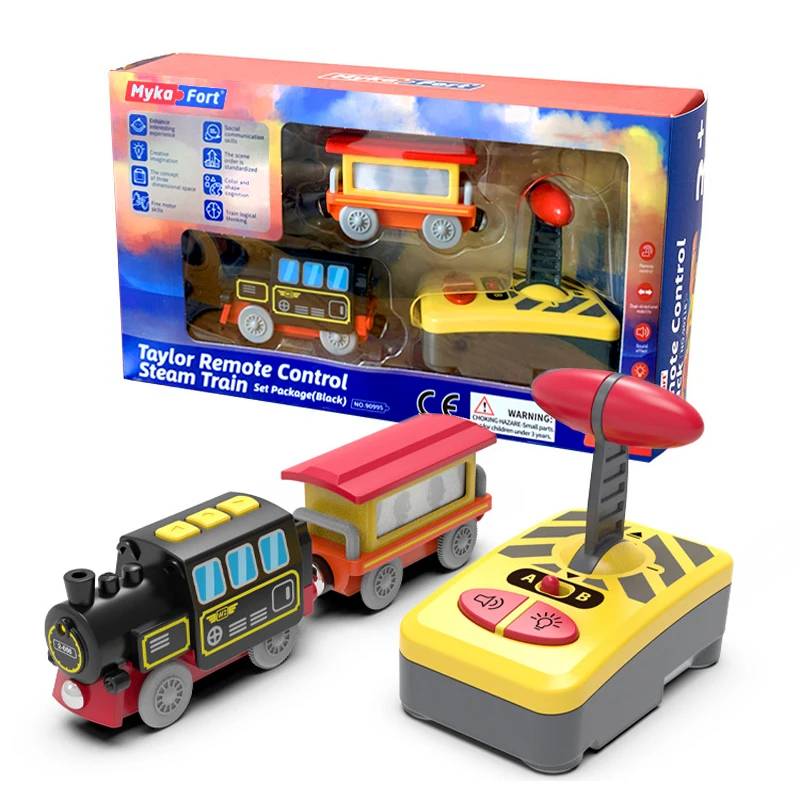 Remote Control Rc Electric Small Train Toys Set Connected With Wooden Railway Track Interesting Present For Children  W01