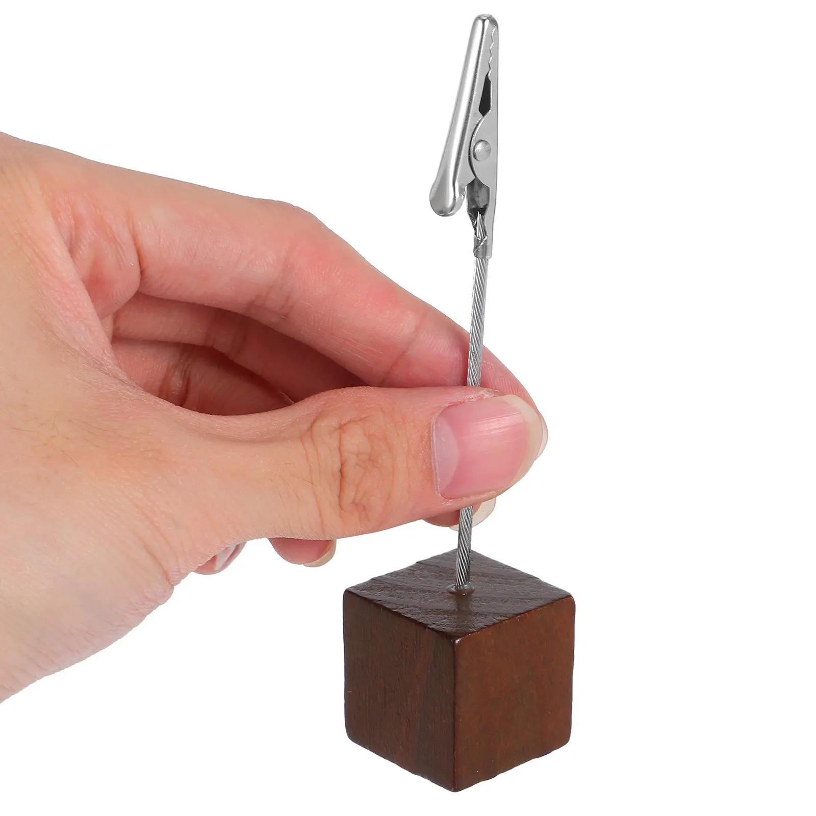 

12Pcs Wooden Cube Memo Clip Holder Vintage Alligator Clip Desk Note Holder for Photos Cards Notes Messages Office Home Decor