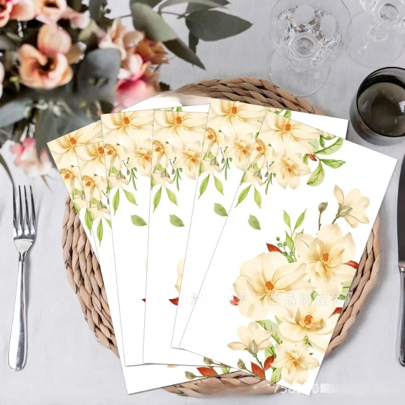 White Orchid Colorful Printed Napkins Disposable Hotel Banquet Party Decoration Table Runner Paper 2-Ply 10/20pcs 33*40cm