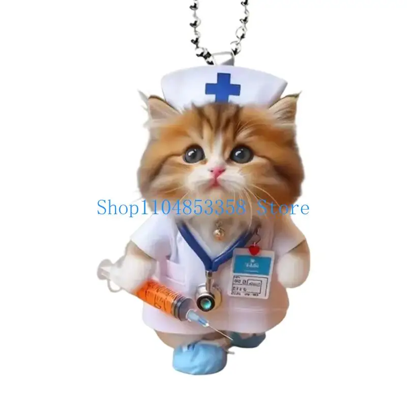 652F Acrylic Nurse Feline Hanging Pendant Charm Suitable For Vehicle Interior Styling