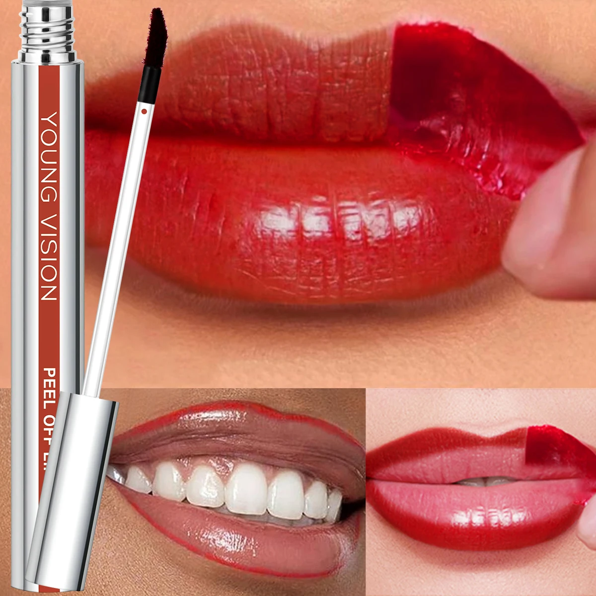 YOUNG VISION 3-Color Peel-Off Lip Gloss Peel-Off Revealing Color Long-Lasting Waterproof Lip Lacquer Matte Peel-Off Lip Gloss