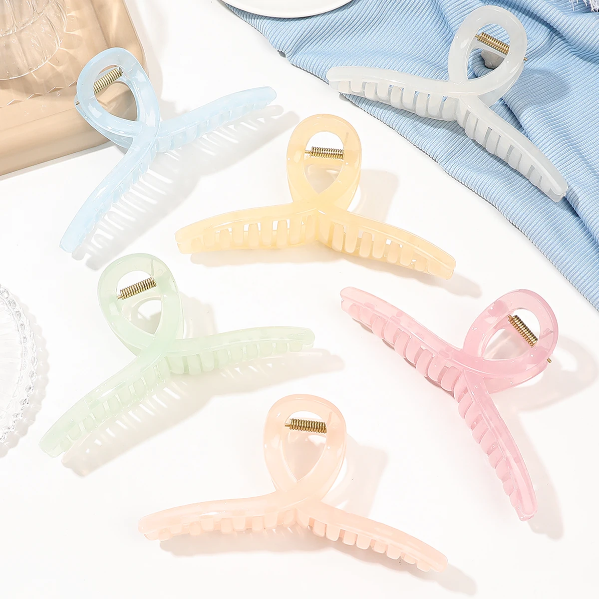 6Pcs 2024 New Jelly Hair Clips Cute Colors,5.1In Large Claw Clips for Thick Thin Hair,Wonderful Gift,Strong Hold Jaw Hair Claw