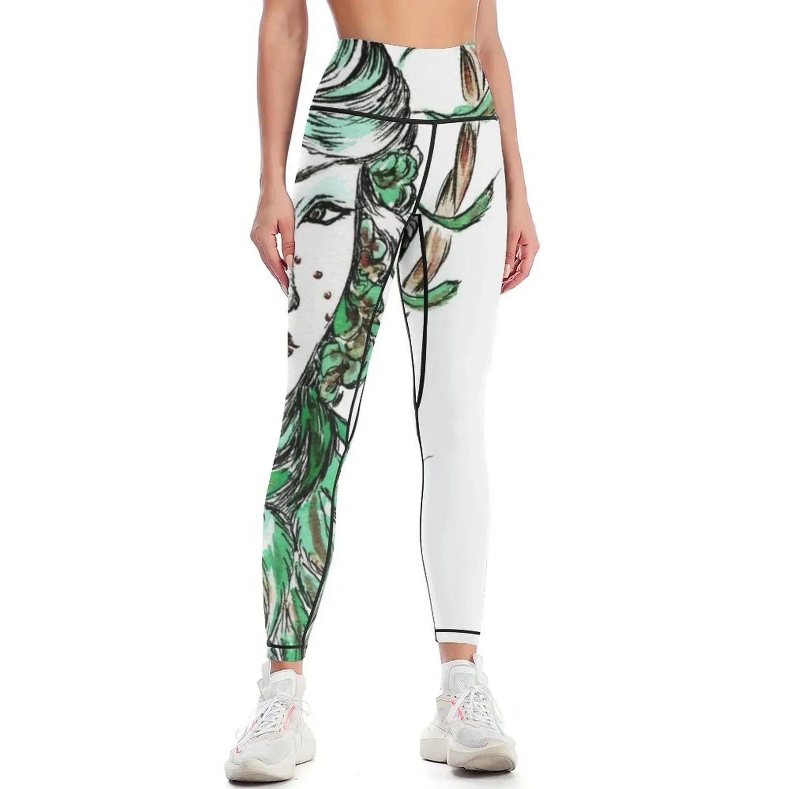 Siren with a flower patch Leggings gym top sports for push up gym womans Fitness clothing Womens Leggings