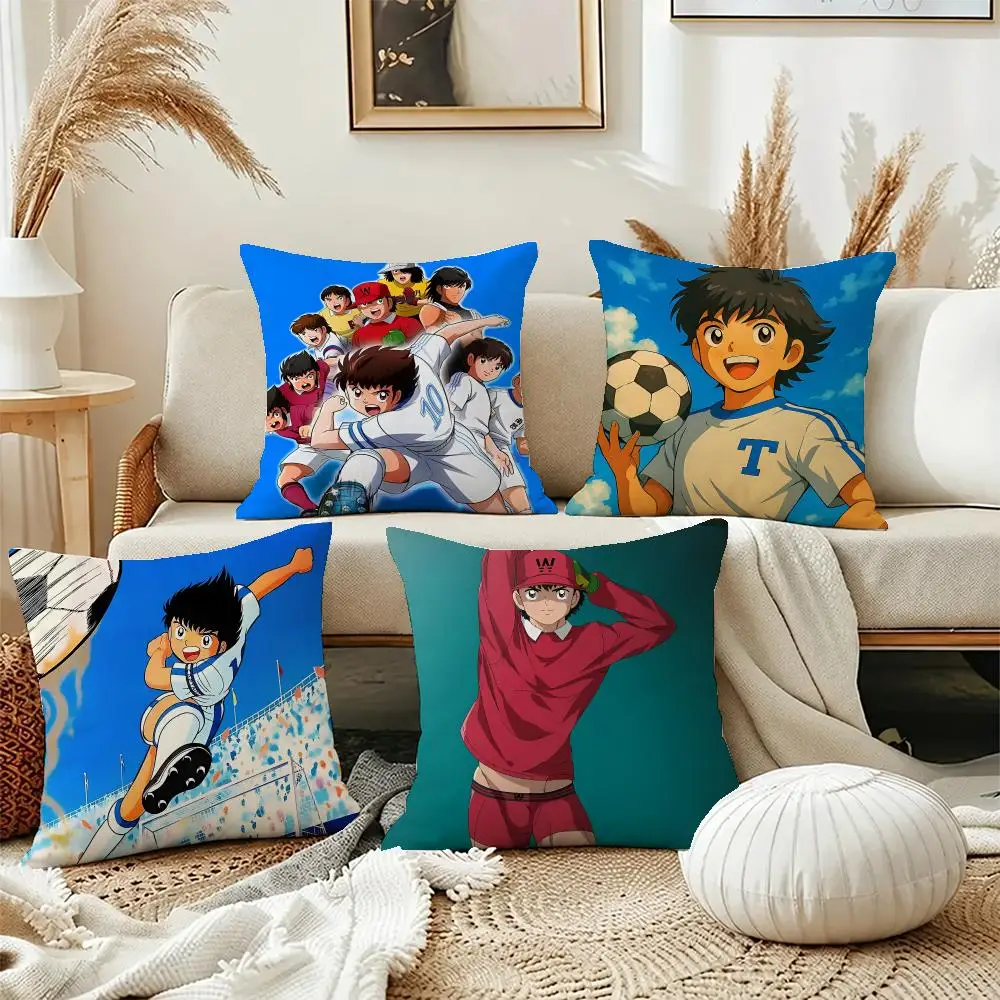 Hot Anime Captain Tsubasa Cushion Cover Short Plush Pillowcase, Washable Wrinkle Resistant Cover for Bedroom Gift
