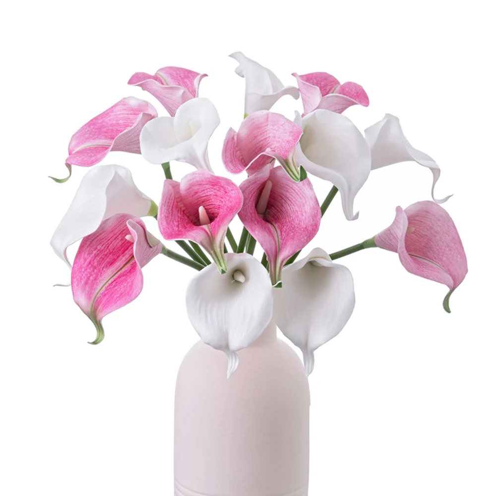 10 Uds. Ramo de flores artificiales de Cala para decoración de boda, arreglos DIY, decoración de la habitación del hogar, flor falsa de lirio de Cala EVA
