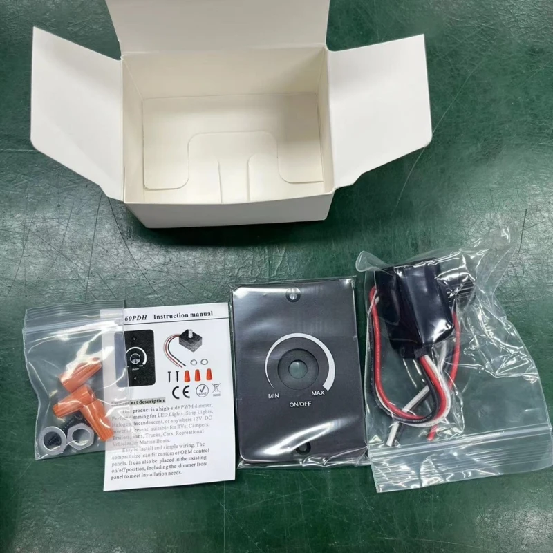 DC12V 5A PWM Rotary LED Dimmer Switch for Halogen/Incandescent/Puck/Awning Light Suitable for Travel Trailer Marine Auto