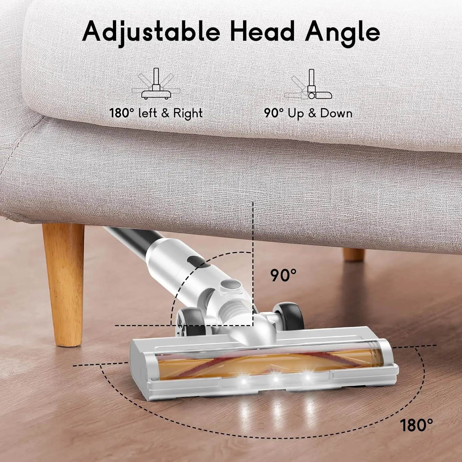 Aspirapolvere senza fili per la casa - Aspirapolvere leggero da 30 Kpa con batteria ricaricabile, autonomia massima di 45 minuti, 8 in 1 H