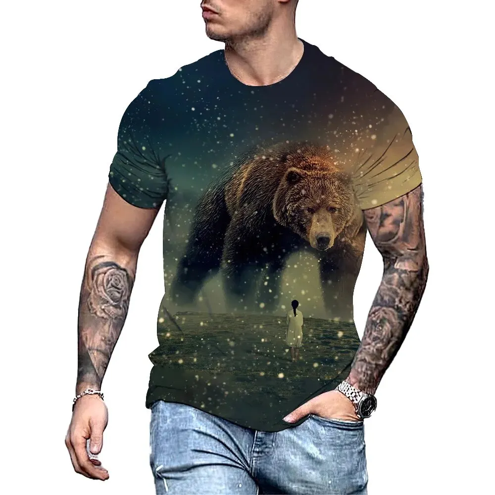 Summer Bear 3D Print T-Shirts Streetwear Casual Men Women Fashion Oversized Short Sleeve T Shirt O-Neck Kids Tees Tops Clothing