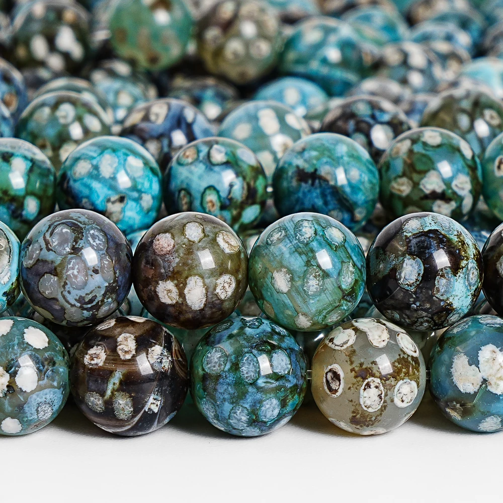 Natural 10mm Galaxy Speckled Agate Beads Multi Color Round Loose Unique Patterns Magic Color Change in Water for Jewelry Making