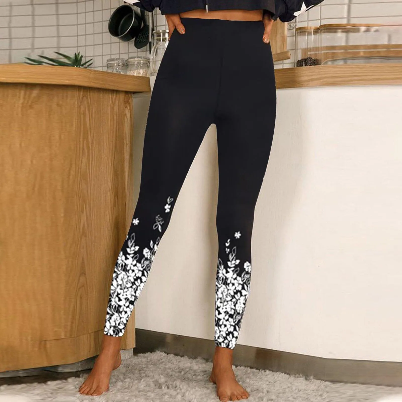 Flower Print Yoga Pants Women Flower High Waist Sports Leggings Girl Tights Push Up Trainer Running Trousers Workout Tummy Contr