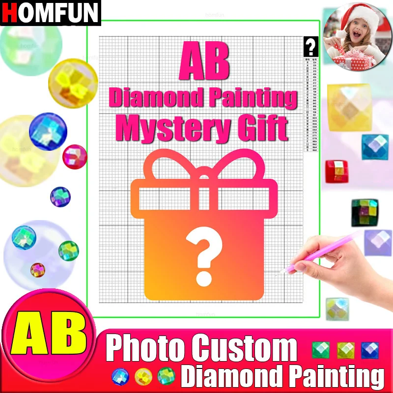 HOMFUN AB Drills Photo Custom Mystery Diamond Painting 5D DIY Mysterious Picture of Rhinestones Embroidery 3D Cross Stitch Gift