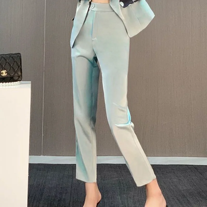 Two Piece Set Pants for Women Blazer and Womens 2 Pant Sets Cotton Outfit Professional Trouser Suit Office Wear To Work Fashion