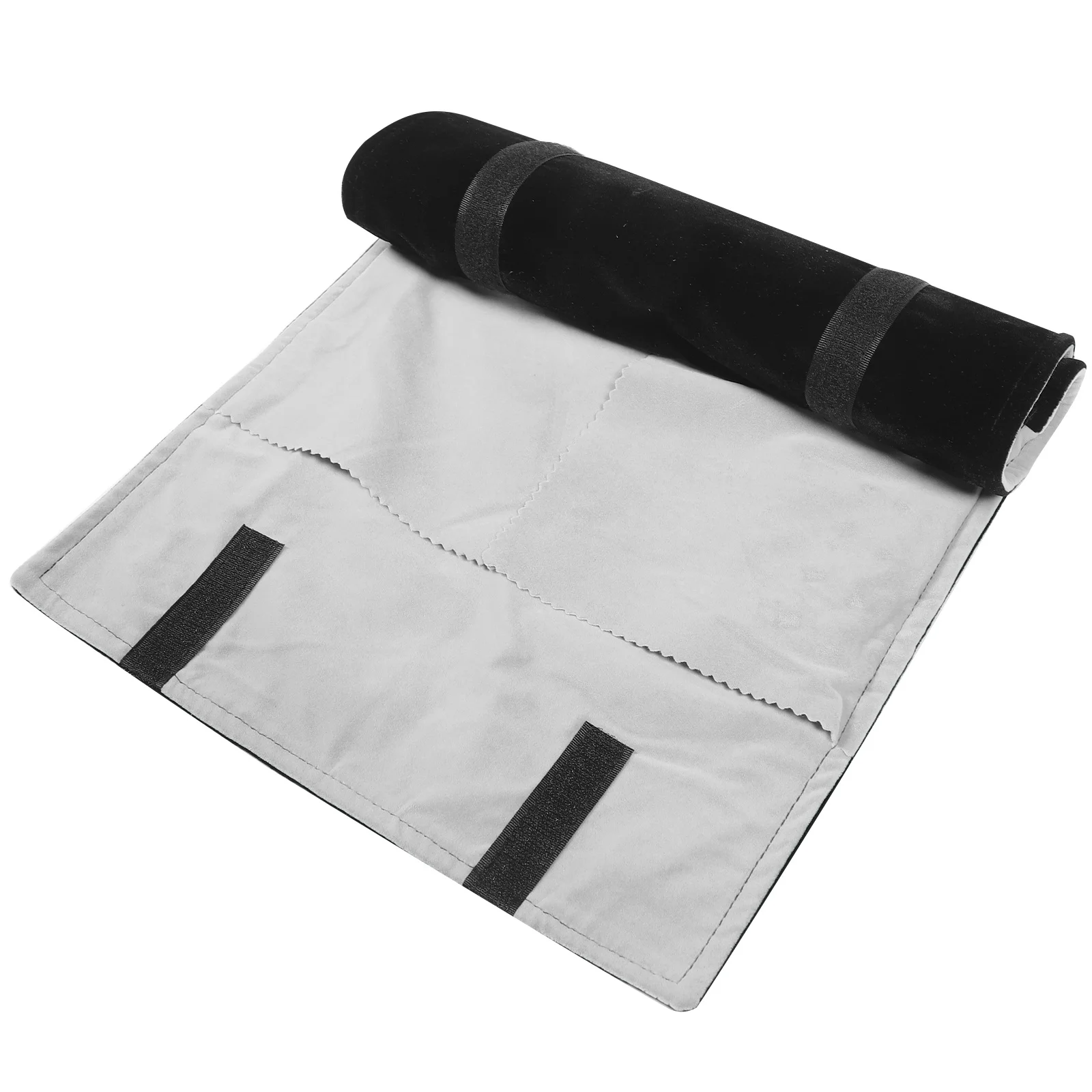 

Jewelry Roll Bag Luxury Fabric Grey Lining Lightweight Storage Travel Organizer Holds Rings Earrings Bracelets Necklaces