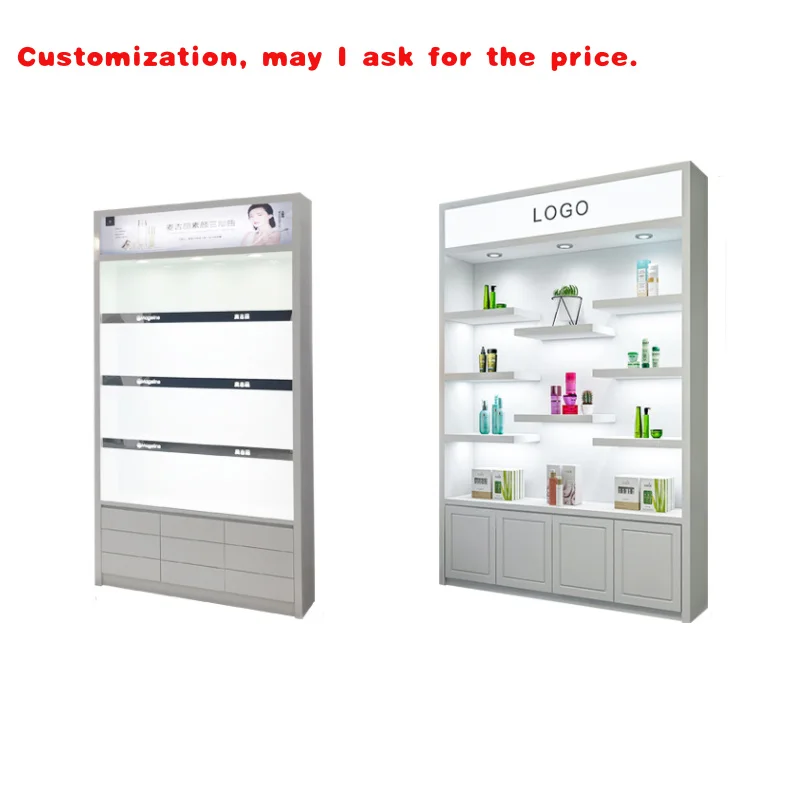 custom.Fashionable Makeup Store Shelves Customized Shop Shelf Display Cosmetic with Led Light Sign