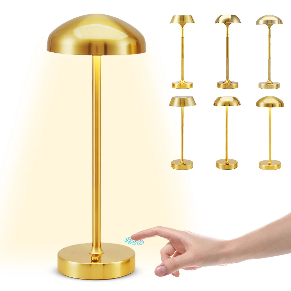 

LED Wireless Gold Table Lamp Stepless Dimmable Touch Table Light Creative Night Light for Restaurant Bedroom Patio