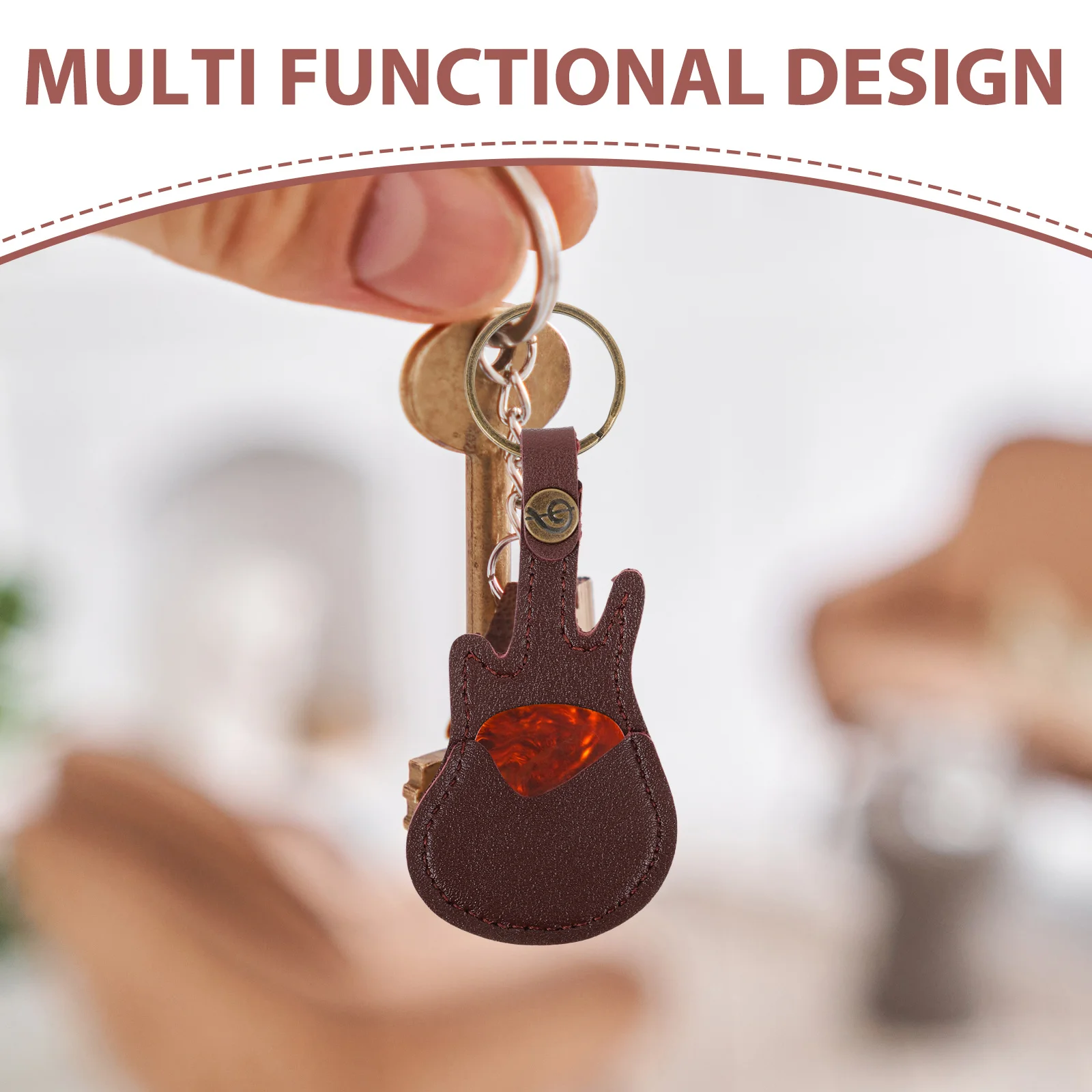 Guitar Pick Storage Bag PU Material Durable Compact Portable Guitar Pick Holder Plectrum Case with Keychain Plectrum Case
