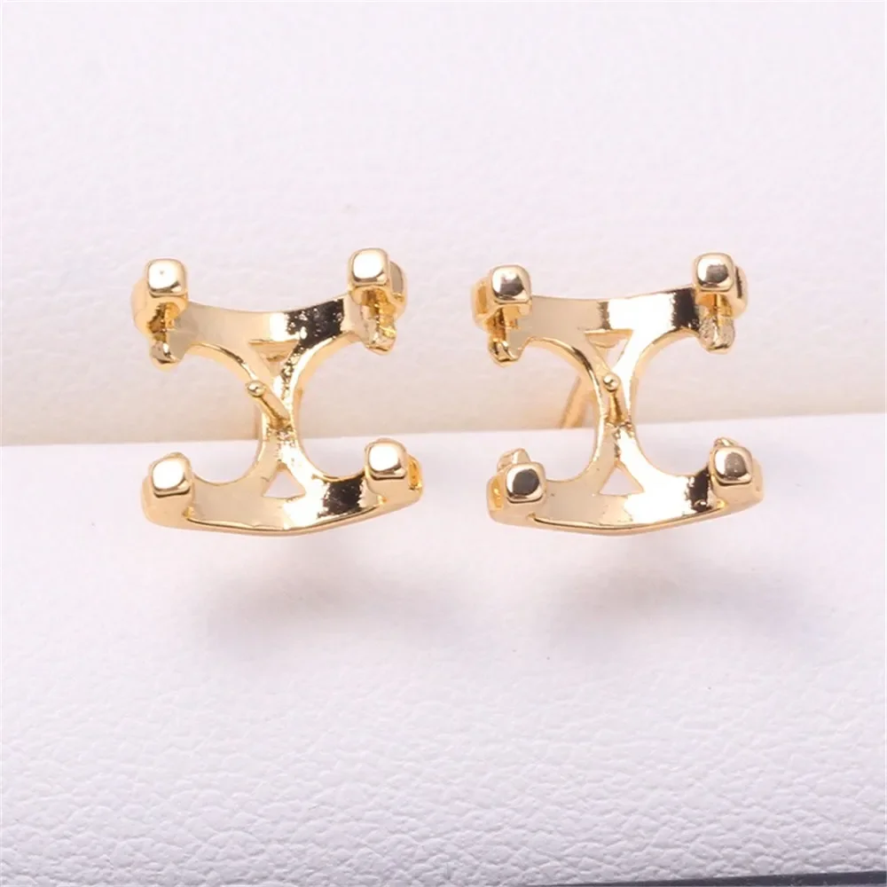 

Позолоченные серьги с жемчугом, принадлежности для изготовления ювелирных изделий своими руками, пустые основания для ушей для аксессуаров ручной работы, 1 пара без жемчуга