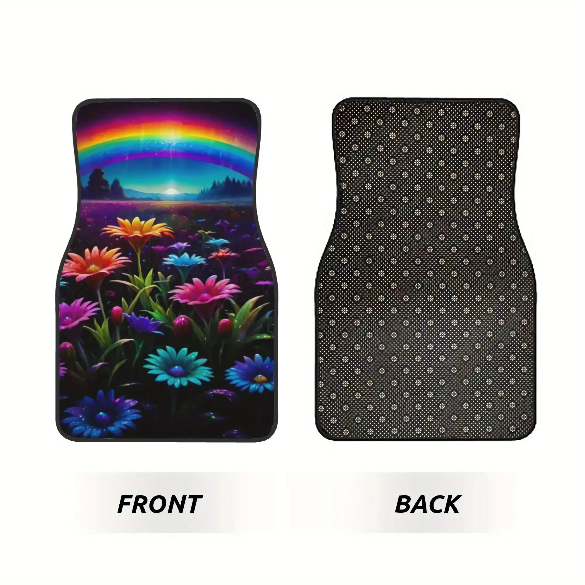4pcs Flower Field Pattern Car Floor Mats- Stylish And Durable, Anti-Stain And Anti-Slip, Easy To Clean, Universal Fit All Vehicl