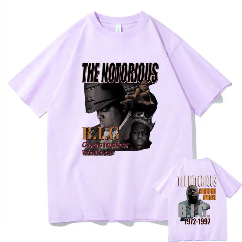 Rapper The Notorious Big Double Sided Graphic T-shirt Men Biggie Smalls Print Tshirt Men Fashion Hip Hop Oversized Short Sleeve