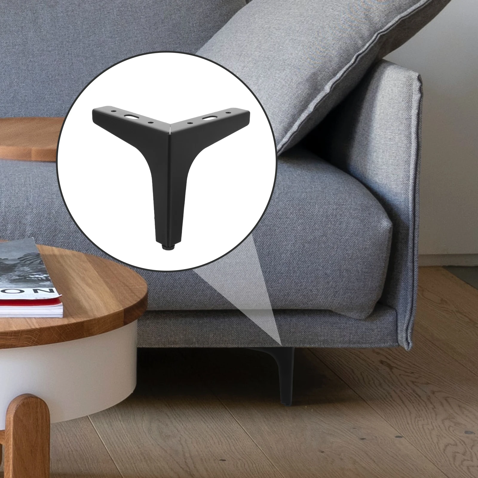 

4 Pcs Furniture Support Legs 11cm Black Metal Sofa Bed Tea Table Cabinet Feet Durable Easy Install Replacement Hardware Modern