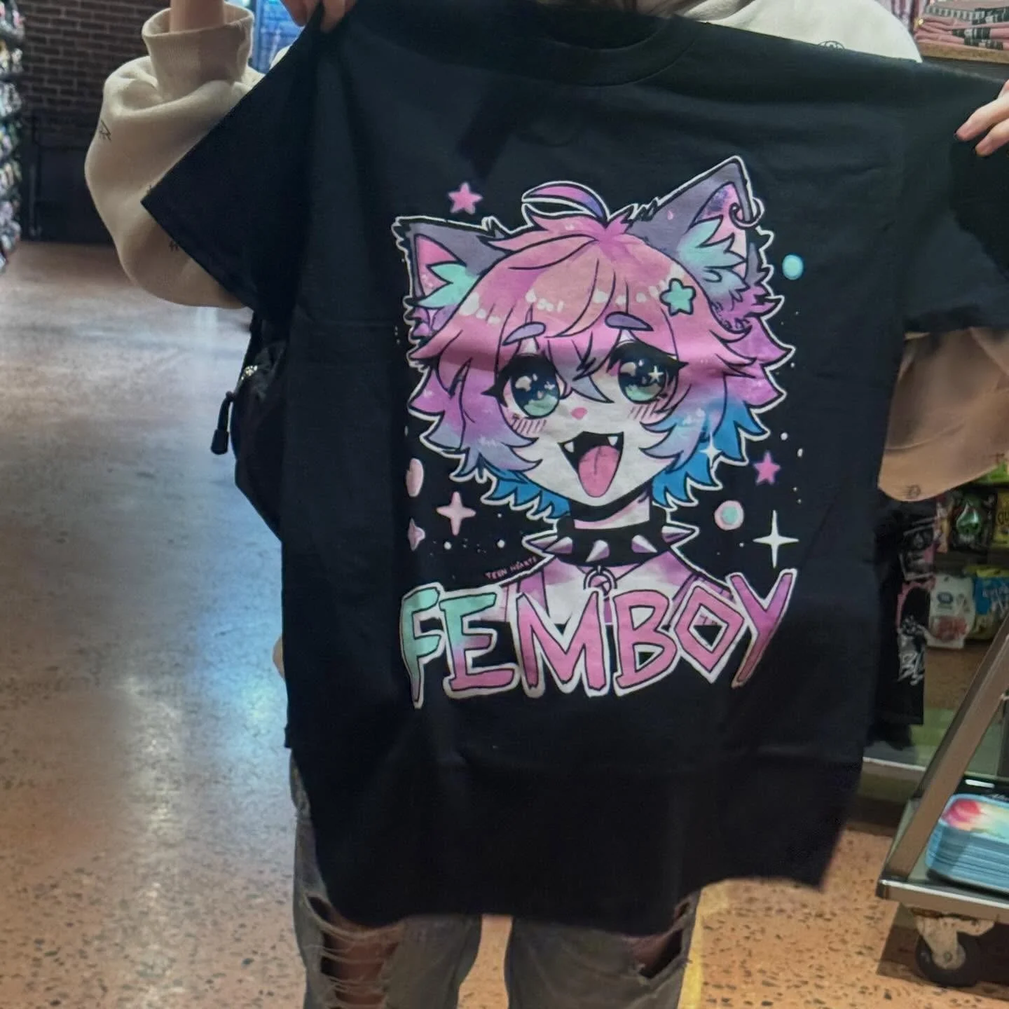 Vintage FEMBOY Cat Ears Characters Bold FEMBOY Anime Style Graphic T Shirt Tee Men Women Cotton Summer Top Oversize Novelty Gift