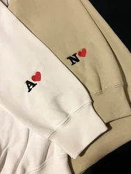 Custom Embroidered Roman Numeral Sweatshirt | Date, Heart and Initial On Sleeve | Personalized Couples Gifts | Couple Valentine