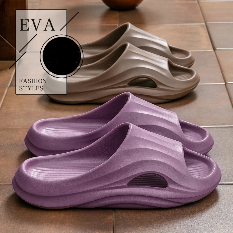 New Summer Concise Trend Solid Color Men Home Shoes For Couple Cosy Slides Lithe Soft Sandals Women Slippers Indoor Flip Flops