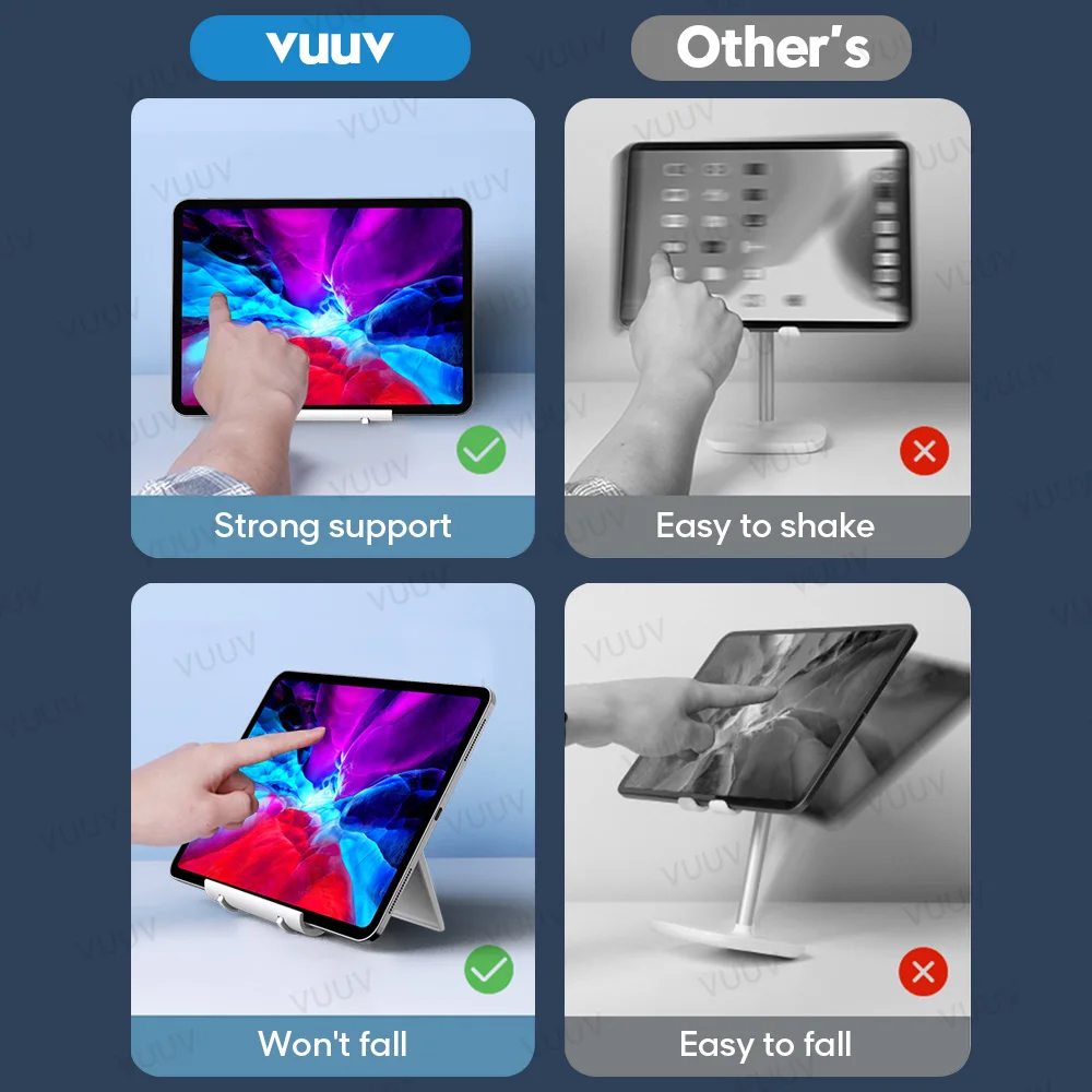 VUUV Składany stojak na biurko do iPada Uchwyt na tablet do tabletu 4-11 cali Uchwyt na tablet do telefonu komórkowego Xiaomi Pad Samsung Lenovo — zdjęcie 6