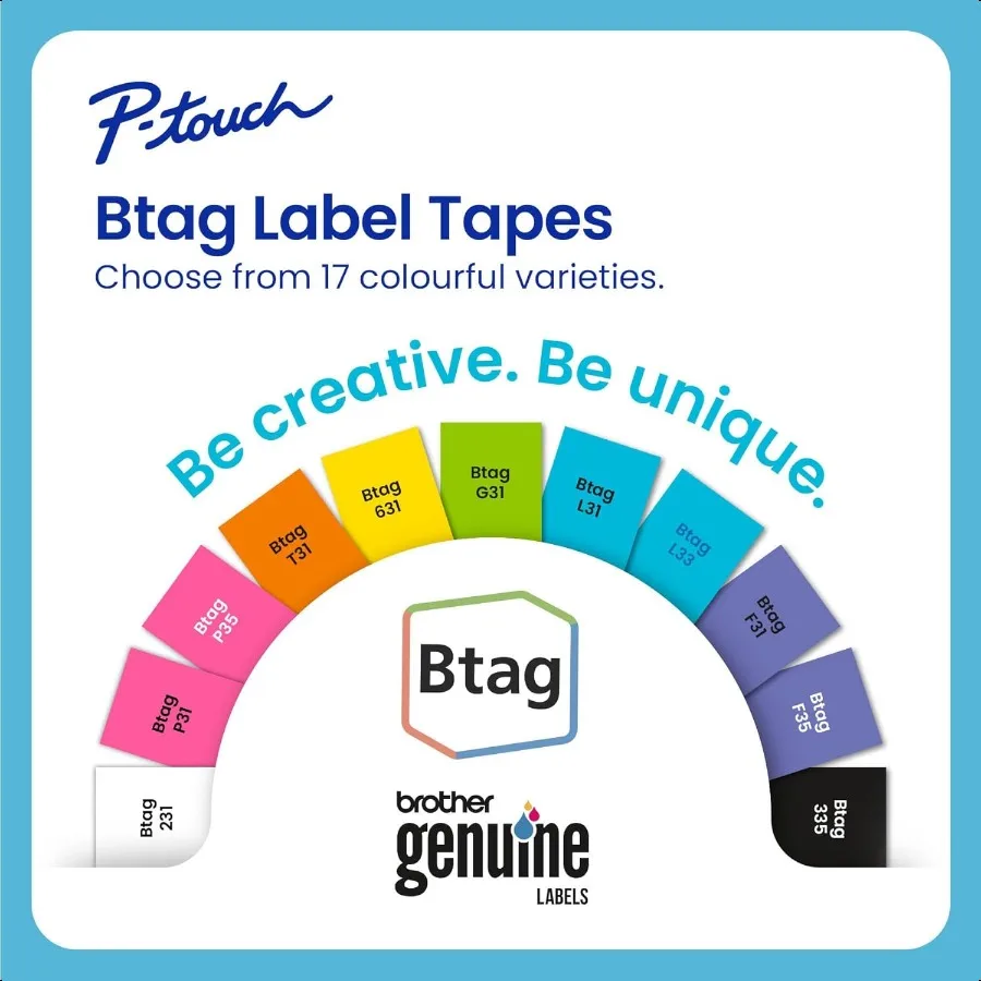 شريط ملصقات Ptouch Btag BTAG01 0.47 بوصة × 13.1 قدم أبيض على أسود شفاف على أبيض وأبيض على أسود 3 عبوات
