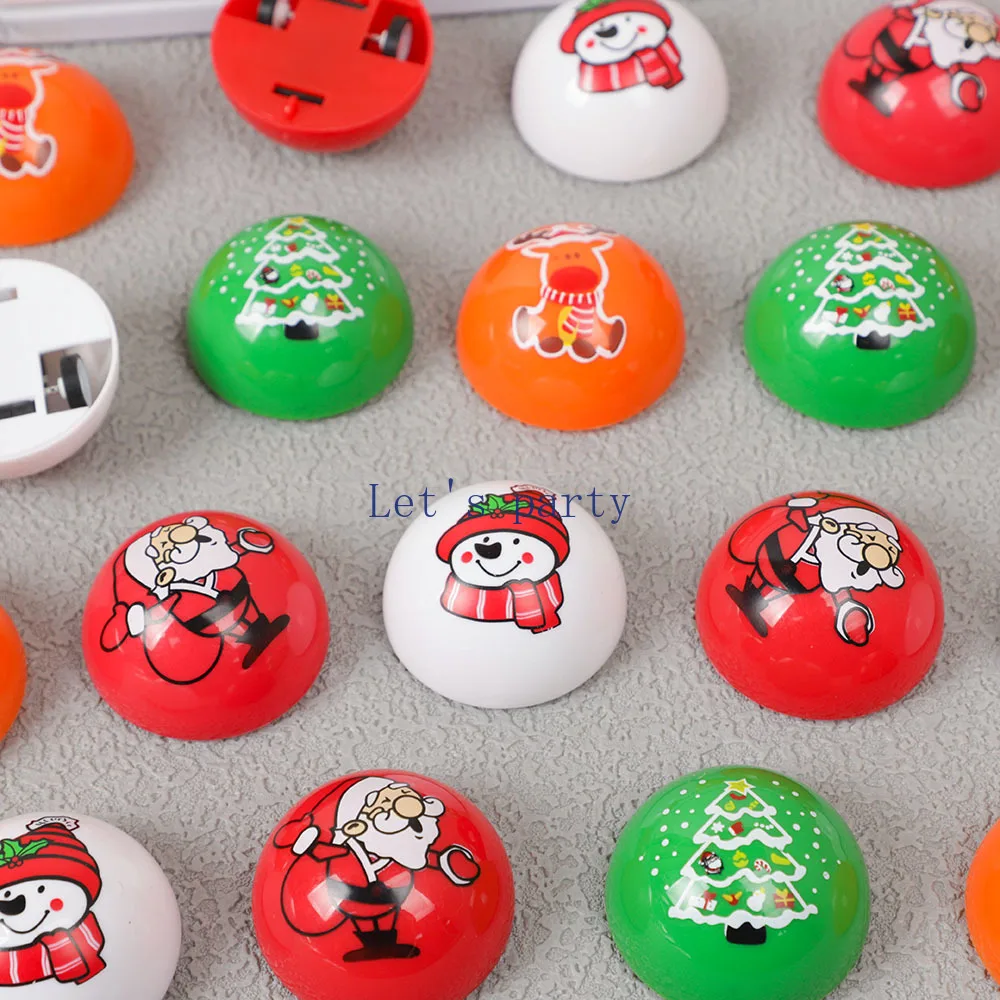 10Pc Cartoon Santa Claus Reindeer Snowman Round Pull Back Cars Toy for Christmas Theme Party Favors Birthday Party Pinata Filler