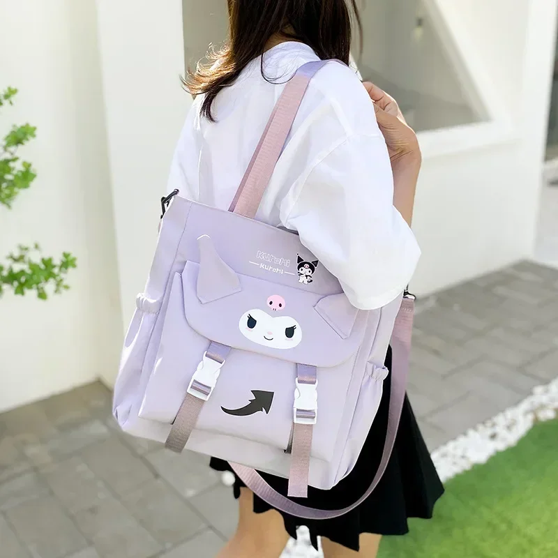 Sanrio hello kitty shoulder bag nylon handbag kuromi cute college student messenger bag class tutorial bag women's storage bag