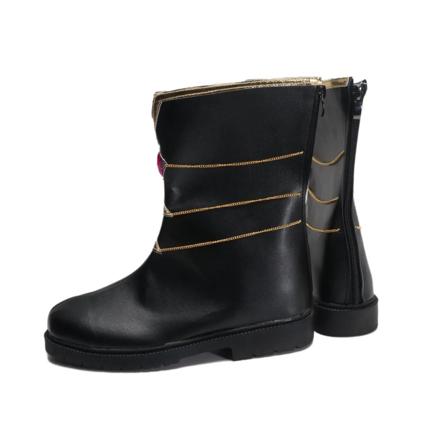 لعبة فرقة نجوم ساكوما ريتسو تأثيري أحذية بولي Leather جلد أحذية سوداء برقبة أحذية كرنفال الهالوين تأثيري الدعائم مخصص