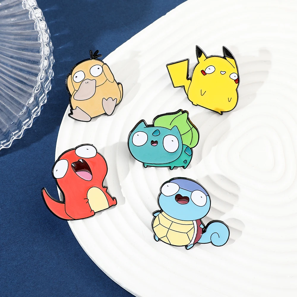 Funny  Psyduck Charmander Brooch Set Cute Pikachu  Enamel Pin Wallet Backpack Clothes Jewelry  Brooch 2025 - view 4