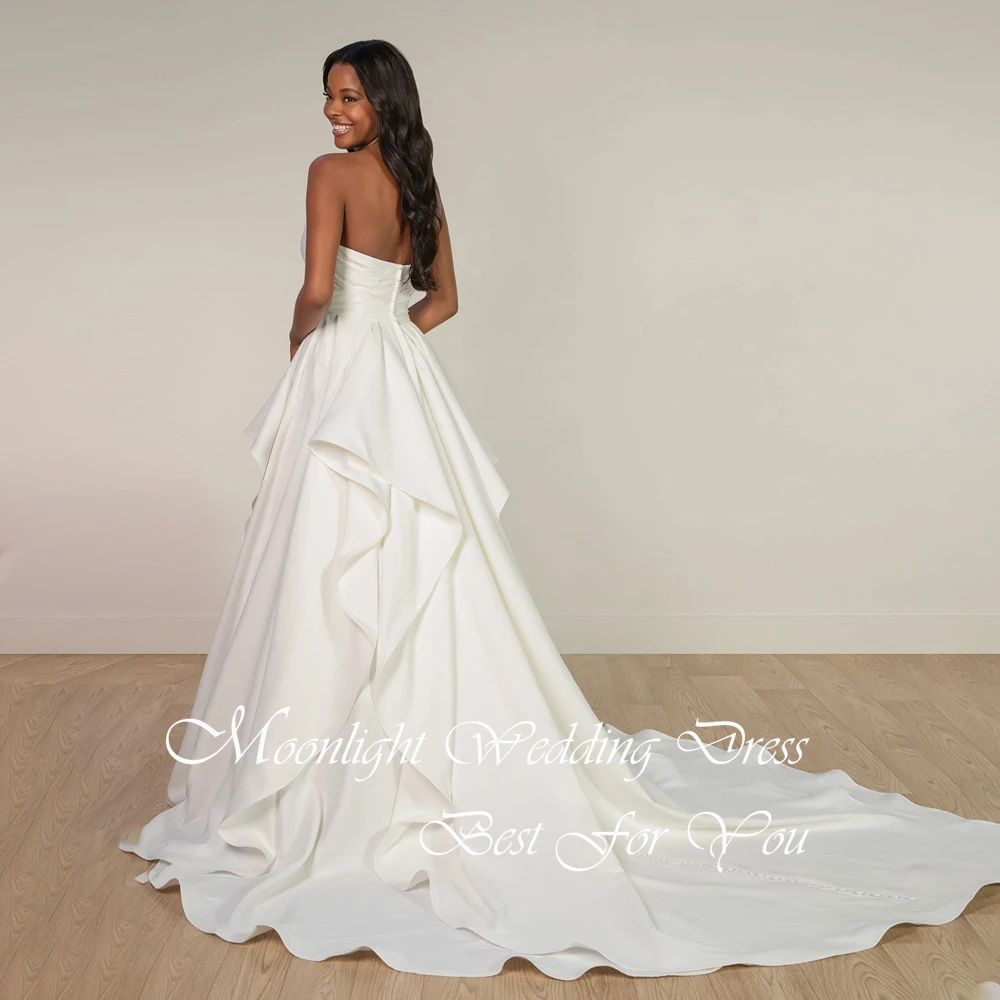 Modern Pleat A-Line Wedding Dresses Women 2026 Strapless Sleeveless Buttons Open Back Bridal Gown Vestidos De Novia Customized