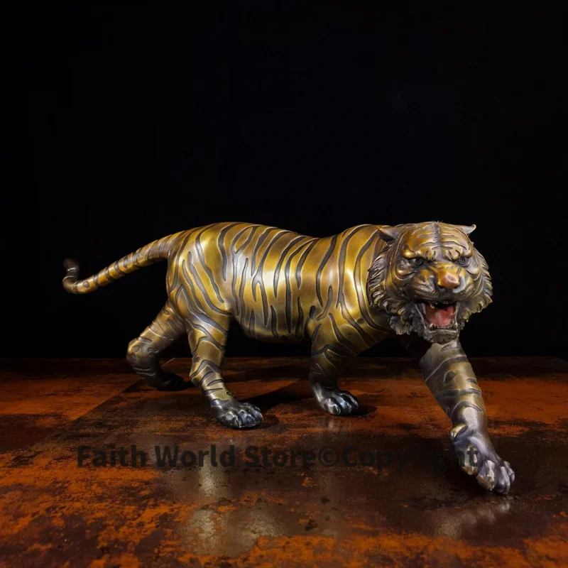 Rare 2025 Top decorative art HOME ROOM business Mascot bring wealth Money GOOD LUCK Copper tiger leopard statue 51cm large