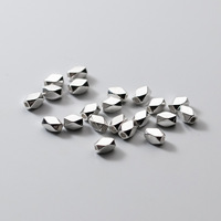 100% Real Sterling 925 Silver Through-hole Septal Beads Charm Chamfer Geometry Diy Material Accessory For Bracelet Necklace